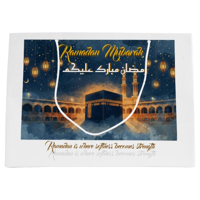 Custom Ramadan Mubarak Card – Personalized Arabic  Large Gift Bag (Front)