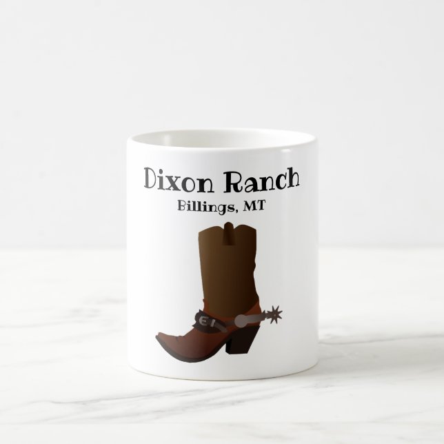 Custom Ranch City State Cowboy Boot  Coffee Mug (Center)