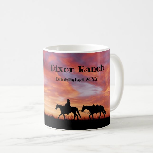Custom Ranch Cowboy Horse Western Sky Coffee Mug (Front Right)