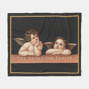 Custom Raphael Cherub Vintage Renaissance Art Fleece Blanket