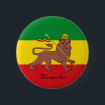 Custom Rastafarian Flag of Ethiopia Lion of Judah 6 Cm Round Badge<br><div class="desc">The green,  yellow and red of the Rastafarian movement with the Lion of Judah.</div>