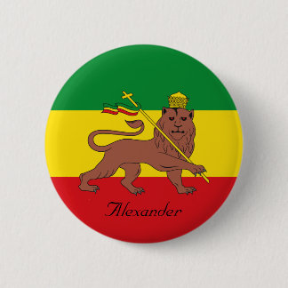 Custom Rastafarian Flag of Ethiopia Lion of Judah 6 Cm Round Badge