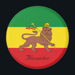 Custom Rastafarian Flag of Ethiopia Lion of Judah Magnet<br><div class="desc">The green, yellow and red of the Rastafarian movement with the Lion of Judah.</div>