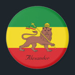 Custom Rastafarian Flag of Ethiopia Lion of Judah Magnet<br><div class="desc">The green,  yellow and red of the Rastafarian movement with the Lion of Judah.</div>