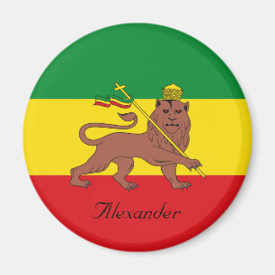 Custom Rastafarian Flag of Ethiopia Lion of Judah Magnet