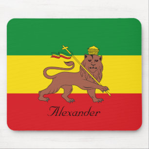 Custom Rastafarian Flag of Ethiopia Lion of Judah Mouse Mat