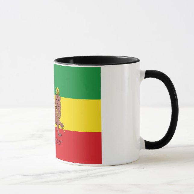 Custom Rastafarian Flag of Ethiopia Lion of Judah Mug (Right)