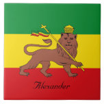 Custom Rastafarian Flag of Ethiopia Lion of Judah Tile<br><div class="desc">The green,  yellow and red of the Rastafarian movement with the Lion of Judah.</div>