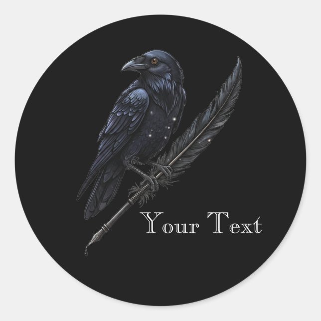 Custom Raven on Quill Sticker (Front)