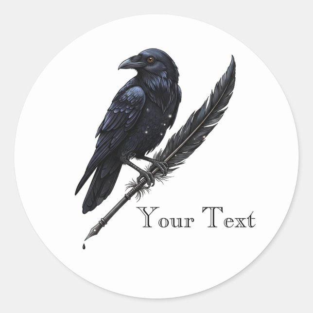 Custom Raven on Quill Sticker (Front)