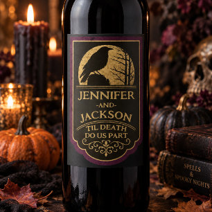 Custom Raven Til Death do us Part Wedding Wine Label
