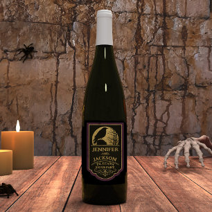Custom Raven Wedding  Wine Label