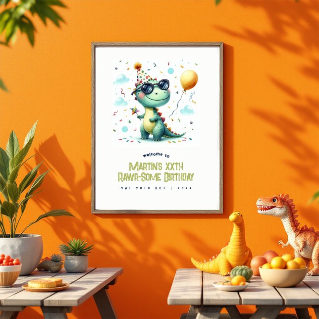 Custom Rawr-Some Dinosaur Birthday Welcome Poster (Custom Rawr-Some Dinosaur Birthday Welcome Poster)