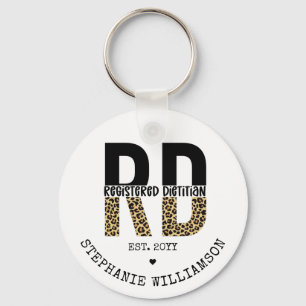 Custom RD Registered Dietician Cheetah Print Key Ring