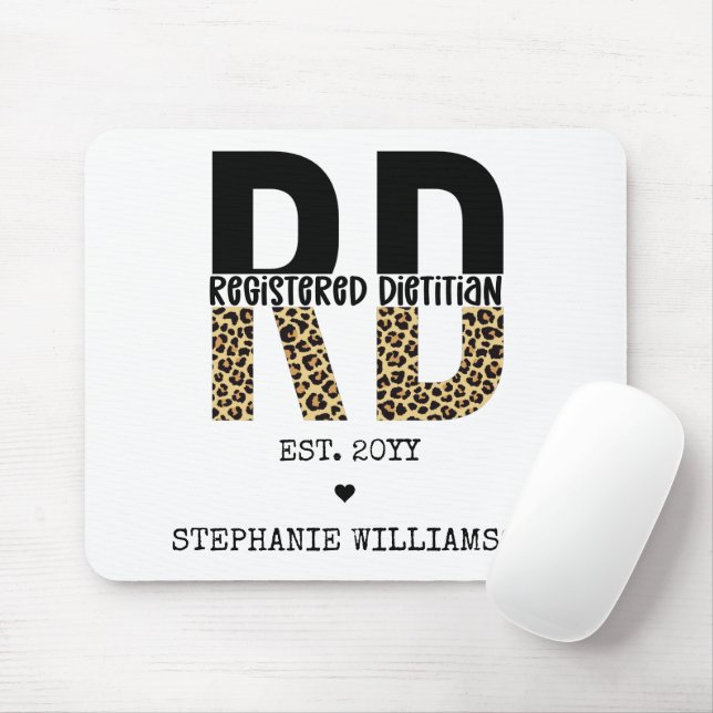 Custom RD Registered Dietician Cheetah Print Mouse Mat (With Mouse)