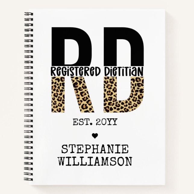 Custom RD Registered Dietician Cheetah Print Notebook (Front)