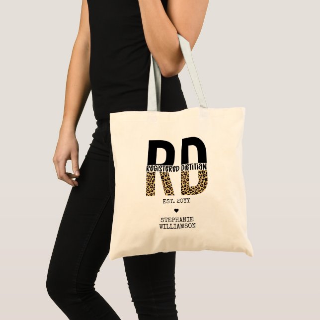 Custom RD Registered Dietician Cheetah Print Tote Bag (Front (Product))