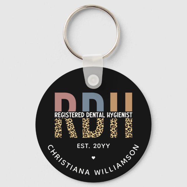 Custom RDH Registered Dental Hygienist Gifts Key Ring (Front)