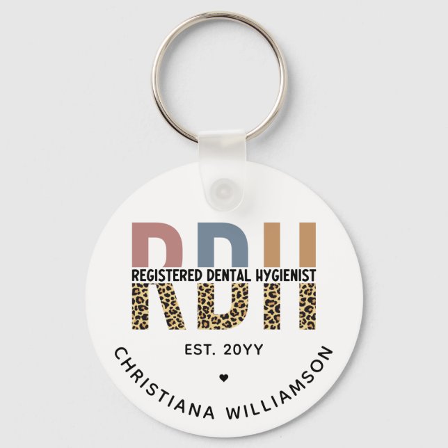 Custom RDH Registered Dental Hygienist Gifts Key Ring (Front)