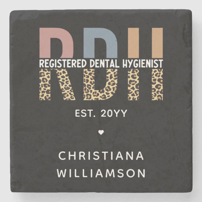 Custom RDH Registered Dental Hygienist Gifts Stone Coaster (Front)