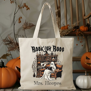 Custom Reading Teacher Librarian Spooky Halloween Tote Bag