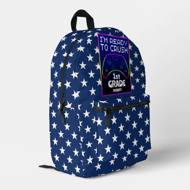 Custom Ready To Crush Back To School Star Printed Backpack (Back Corner Left)