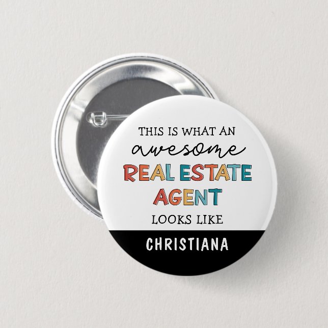 Custom Real Estate Agent Funny Awesome Realtor 6 Cm Round Badge (Front & Back)