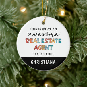 Custom Real Estate Agent Funny Awesome Realtor Ceramic Tree Decoration