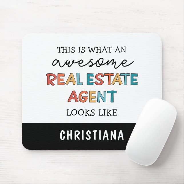 Custom Real Estate Agent Funny Awesome Realtor Mouse Mat (With Mouse)