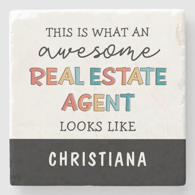 Custom Real Estate Agent Funny Awesome Realtor Stone Coaster (Front)