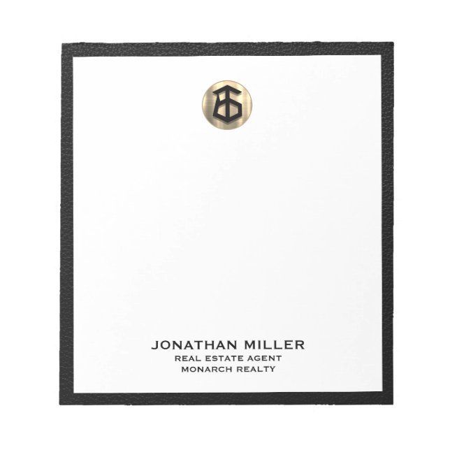 Custom Real Estate Agent Gold Logo Notepad (Front)