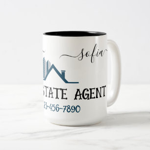 Custom Real Estate Agent Small Business Marketing  Two-Tone Coffee Mug