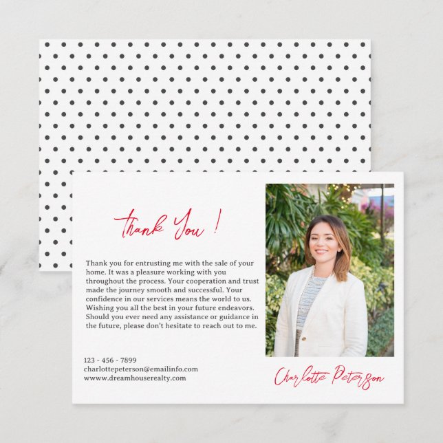 Custom Real Estate Agent Thank You Card (Front/Back)