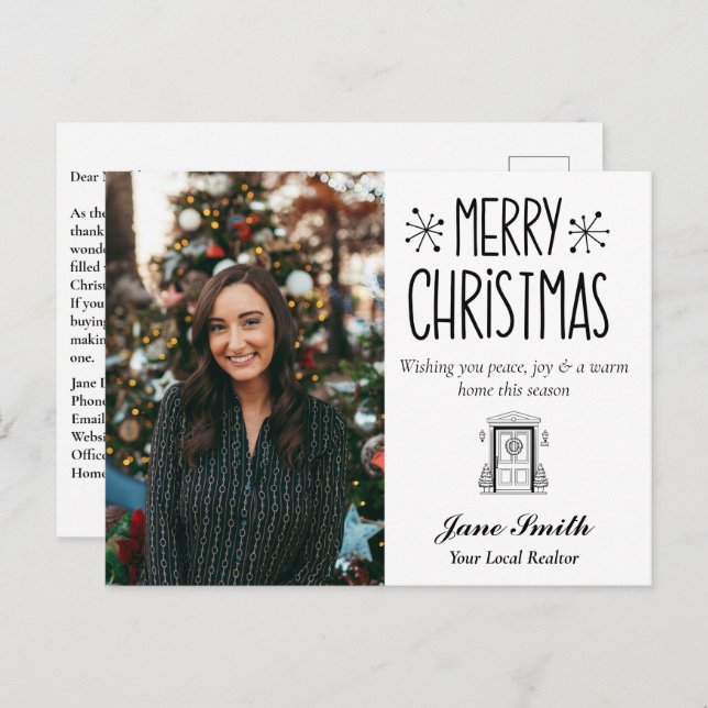 Custom Real Estate Christmas  Holiday Postcard (Front/Back)
