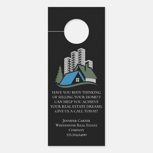 Custom Real Estate Company Business Cards supplies Door Hanger (Front)