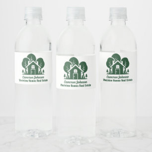 Custom Real Estate Company Forest Open House Water Bottle Label