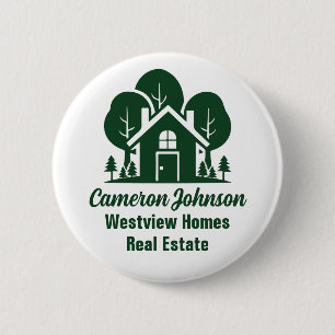 Custom Real Estate Company Green Forest House 6 Cm Round Badge
