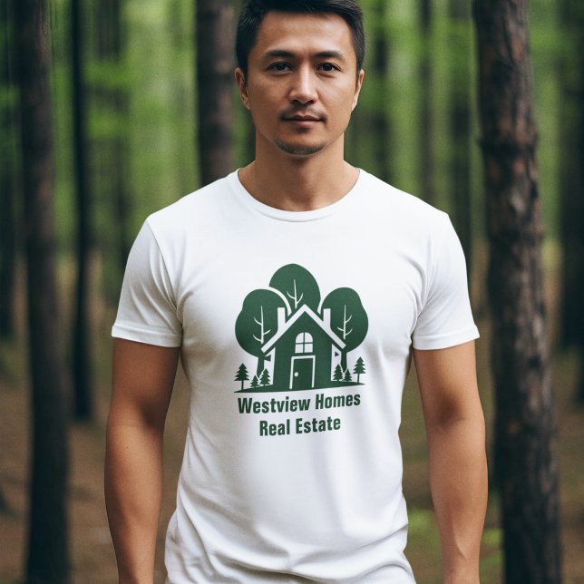 Custom Real Estate Company Green Forest House T-Shirt (Creator Uploaded)