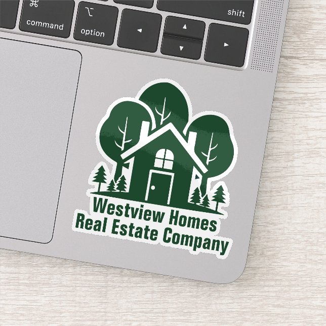 Custom Real Estate Company Green House Laptop (Detail)