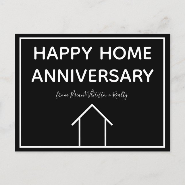 Custom Real Estate Company Happy Home Anniversary Postcard (Front)