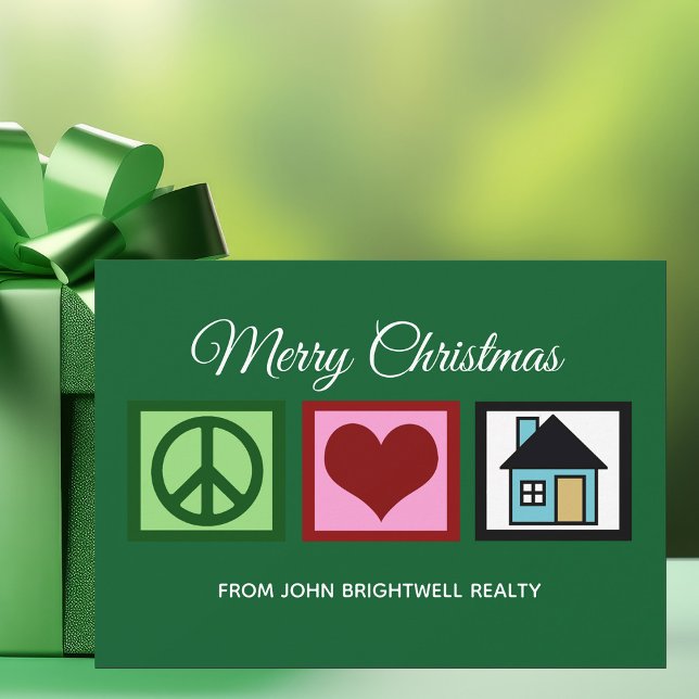Custom Real Estate Company Merry Christmas Green Holiday Card (Creator Uploaded)
