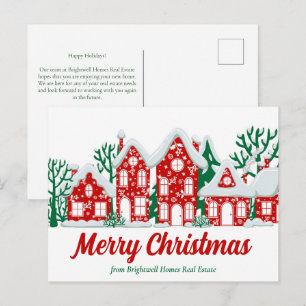 Custom Real Estate Company Merry Christmas Houses Holiday Postcard