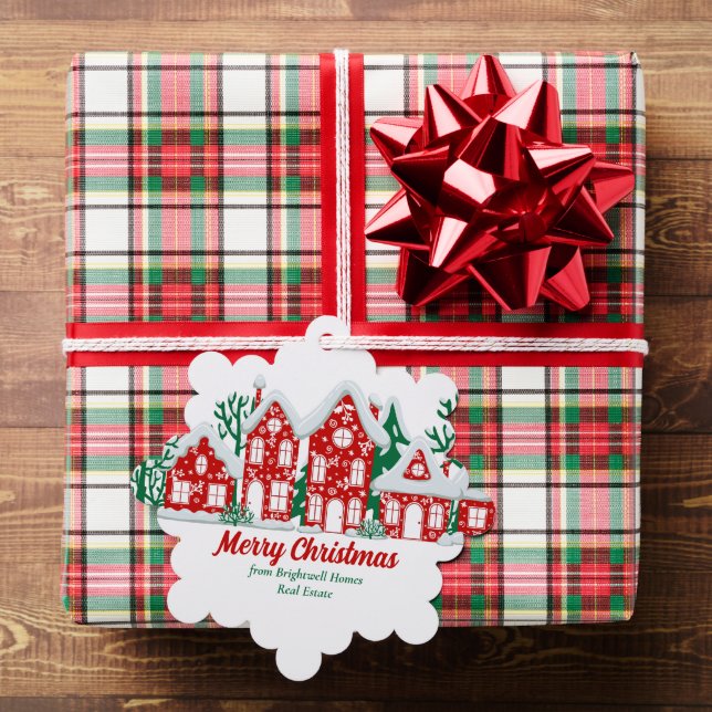 Custom Real Estate Company Merry Christmas Houses Tree Decoration Card (Insitu (Gift))