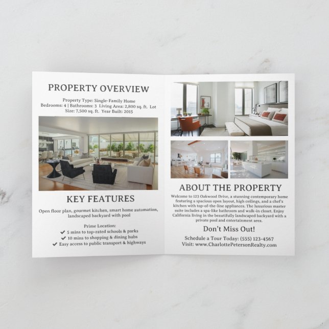 Custom Real Estate Just Listed Property Brochure Programme (Inside)