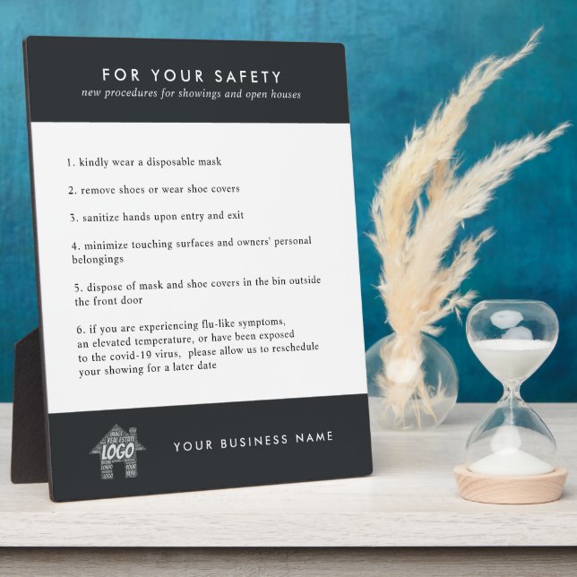 Custom Real Estate Logo Open House Showing Safety Plaque (Side)