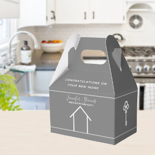Custom Real Estate Modern Chic Grey Housewarming Favour Box