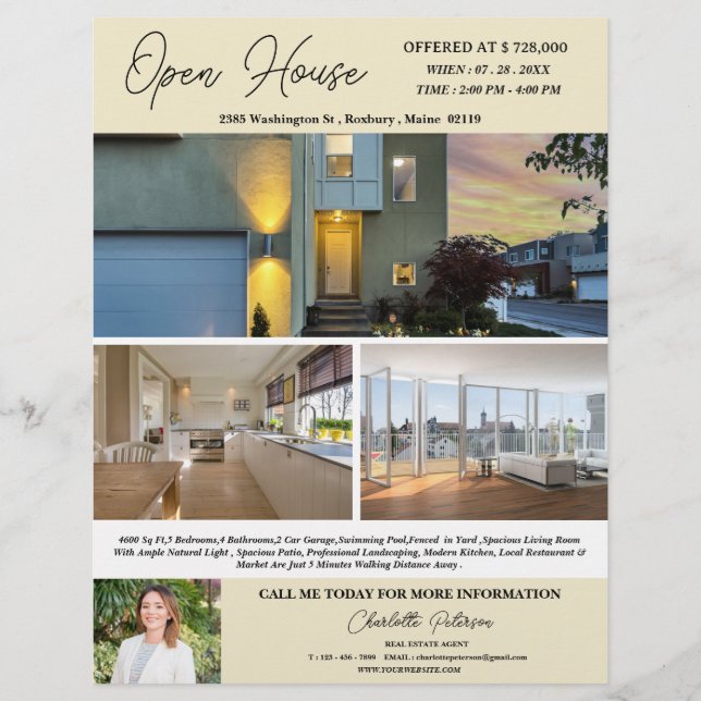 Custom Real Estate Open House Template  Flyer (Front)