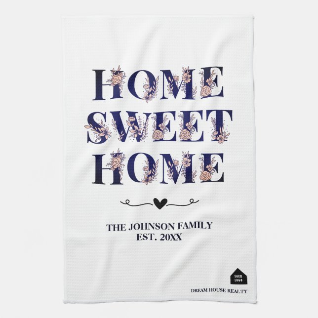 Custom Real Estate or Realtor closing gifts Tea Towel (Vertical)