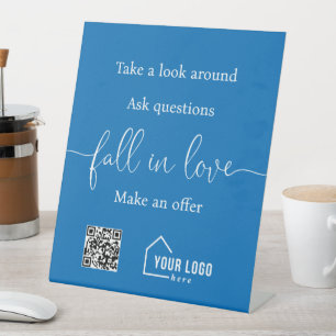 Custom Real Estate QR Code Logo Open House Pedestal Sign