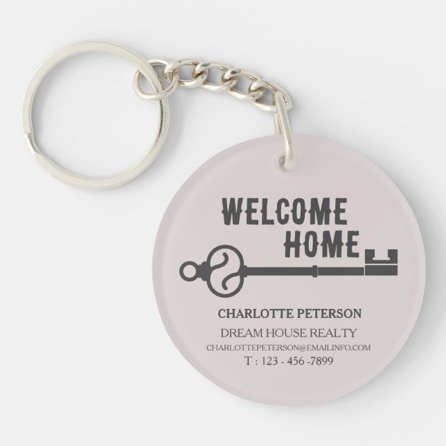Custom Real Estate Realtor Closing Gift  Key Ring (Front)